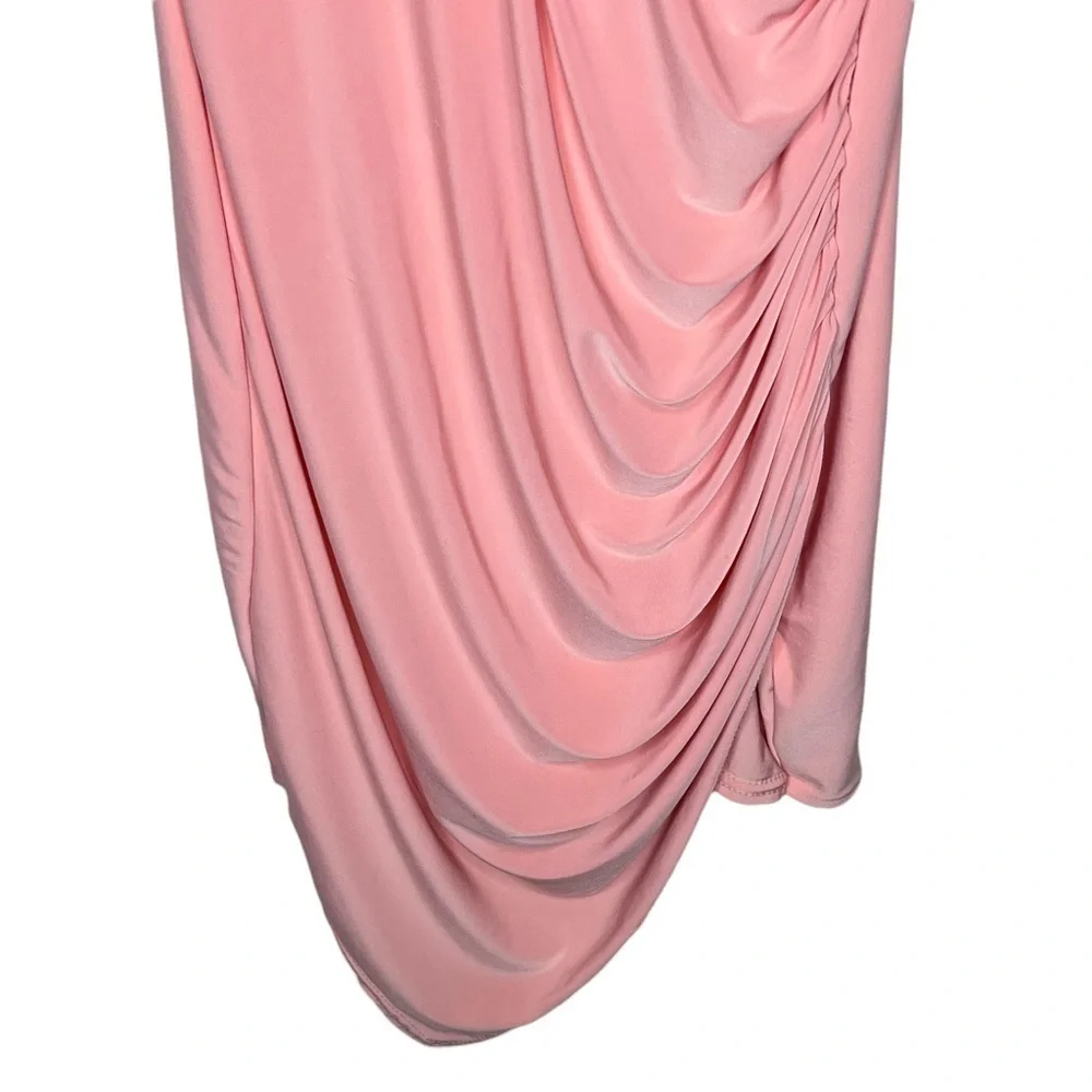 Misguided Pink Strappy Slinky Wrap Asymmetrical Bodycon Mini Dress Size 4 NWT